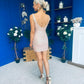 Barbara Sequin Mini Dress Beige