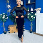 Ariel Velvet & Lace Maxi Dress Black