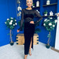 Ariel Velvet & Lace Maxi Dress Black