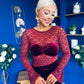 Ariel Velvet & Lace Maxi Dress Wine