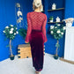 Ariel Velvet & Lace Maxi Dress Wine