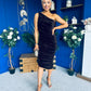 Henley Velvet One Shoulder Midi Dress Chocolate