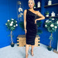 Henley Velvet One Shoulder Midi Dress Chocolate