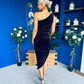 Henley Velvet One Shoulder Midi Dress Chocolate