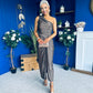 Emelda Shimmer One Shoulder Midi Dress