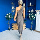 Emelda Shimmer One Shoulder Midi Dress