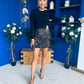 Goldie Velvet Sequin Long Sleeve Mini Dress