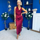 Lucia Satin Cowl Neck Cross Back Midi Dress Wine PRE ORDER 28 OCT
