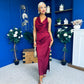 Lucia Satin Cowl Neck Cross Back Midi Dress Wine PRE ORDER 28 OCT