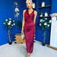 Lucia Satin Cowl Neck Cross Back Midi Dress Wine PRE ORDER 28 OCT