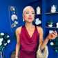Lucia Satin Cowl Neck Cross Back Midi Dress Wine PRE ORDER 28 OCT