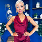 Lucia Satin Cowl Neck Cross Back Midi Dress Wine PRE ORDER 28 OCT