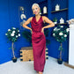 Lucia Satin Cowl Neck Cross Back Midi Dress Wine PRE ORDER 28 OCT