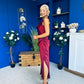 Lucia Satin Cowl Neck Cross Back Midi Dress Wine PRE ORDER 28 OCT
