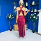 Lucia Satin Cowl Neck Cross Back Midi Dress Wine PRE ORDER 28 OCT