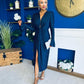 Ashley Studded Plunge Midi Dress Navy