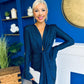 Ashley Studded Plunge Midi Dress Navy