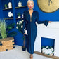 Ashley Studded Plunge Midi Dress Navy