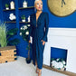 Ashley Studded Plunge Midi Dress Navy