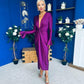 Ashley Studded Plunge Midi Dress Violet