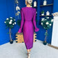 Ashley Studded Plunge Midi Dress Violet