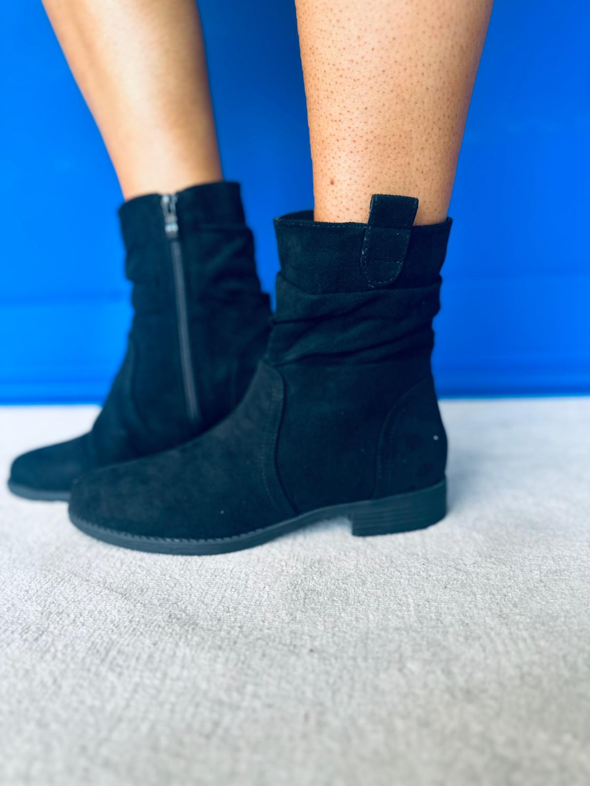 Philis Faux Suede Ankle Boots Black