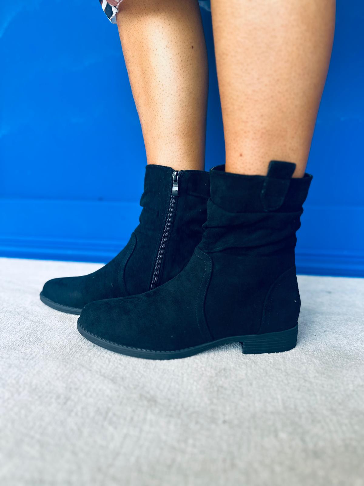 Philis Faux Suede Ankle Boots Black
