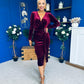 Annie Velvet Detailed Midi Dress Burgundy