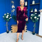 Annie Velvet Detailed Midi Dress Burgundy