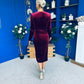 Annie Velvet Detailed Midi Dress Burgundy