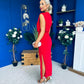 Myra Off Shoulder Draped Midi Dress Red
