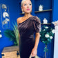 Nadia One Shoulder Velvet Occasion Dress Chocolate