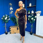 Nadia One Shoulder Velvet Occasion Dress Chocolate