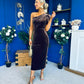 Nadia One Shoulder Velvet Occasion Dress Chocolate