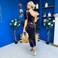 Nadia One Shoulder Velvet Occasion Dress Chocolate