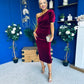 Nadia One Shoulder Velvet Occasion Dress Wine