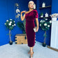 Nadia One Shoulder Velvet Occasion Dress Wine