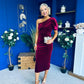 Nadia One Shoulder Velvet Occasion Dress Wine