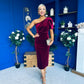 Nadia One Shoulder Velvet Occasion Dress Wine