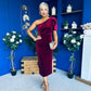Nadia One Shoulder Velvet Occasion Dress Wine