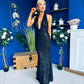Gayle Sequin Halterneck Maxi Dress Black