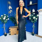 Gayle Sequin Halterneck Maxi Dress Black