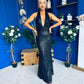 Gayle Sequin Halterneck Maxi Dress Black