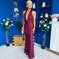 Gayle Sequin Halterneck Maxi Dress Wine