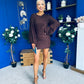 Stella Detailed Burnout Mini Dress Chocolate