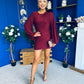 Stella Detailed Burnout Mini Dress Burgundy