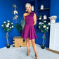 Whitney One Shoulder Bow Detail Mini Dress Berry