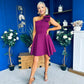 Whitney One Shoulder Bow Detail Mini Dress Berry