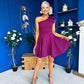 Whitney One Shoulder Bow Detail Mini Dress Berry