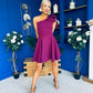 Whitney One Shoulder Bow Detail Mini Dress Berry
